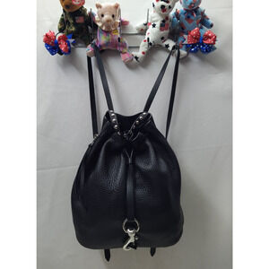 Rebecca Minkoff Black Pebbled Leather Studded Drawstring Backpack